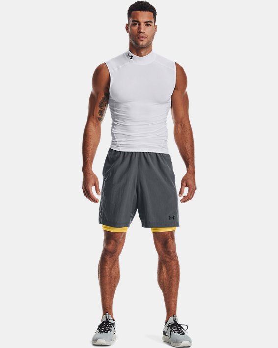 Men's HeatGear® Armour Compression Shorts, Yellow, pdpMainDesktop image number 2
